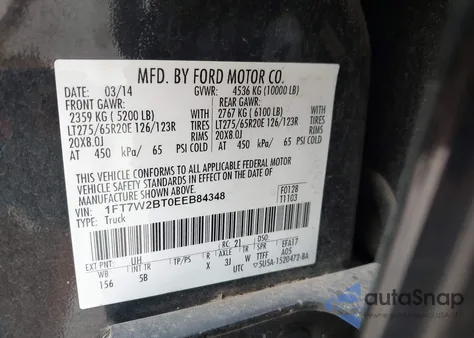 2014 Ford F-250 Lariat из США, поврежденный, VIN 1FT7W2BT0EEB84348